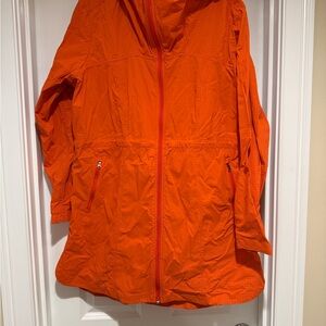 Athleta Orange Utility Jacket with Hood and Water-Resistant Fabric